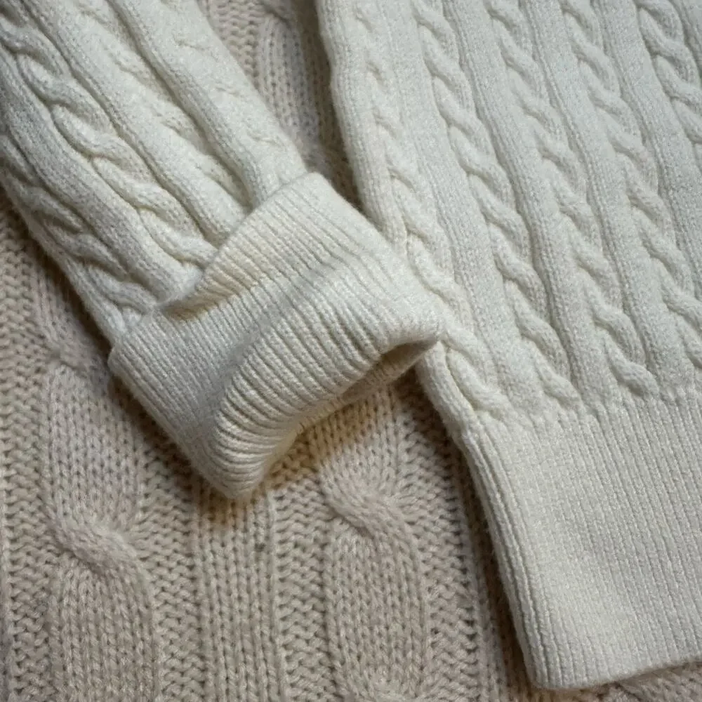 Ralph Lauren Cable Knit Cardigan sz 18 M Cream Sweater